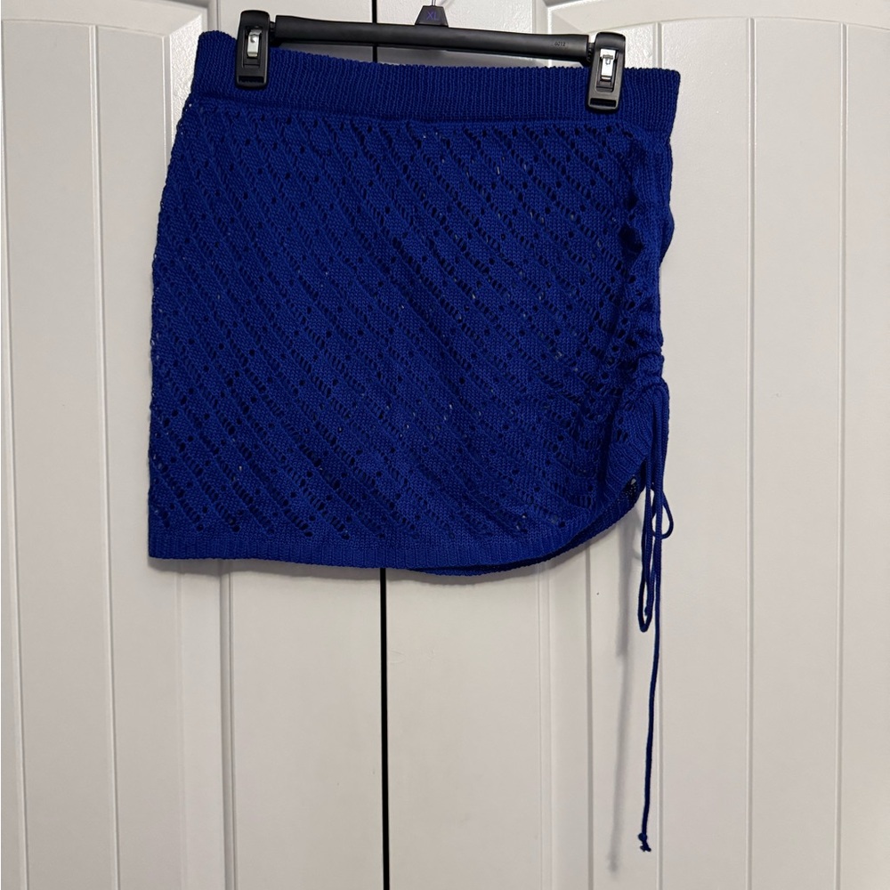 Blue Knit Swim Coverup Skirt